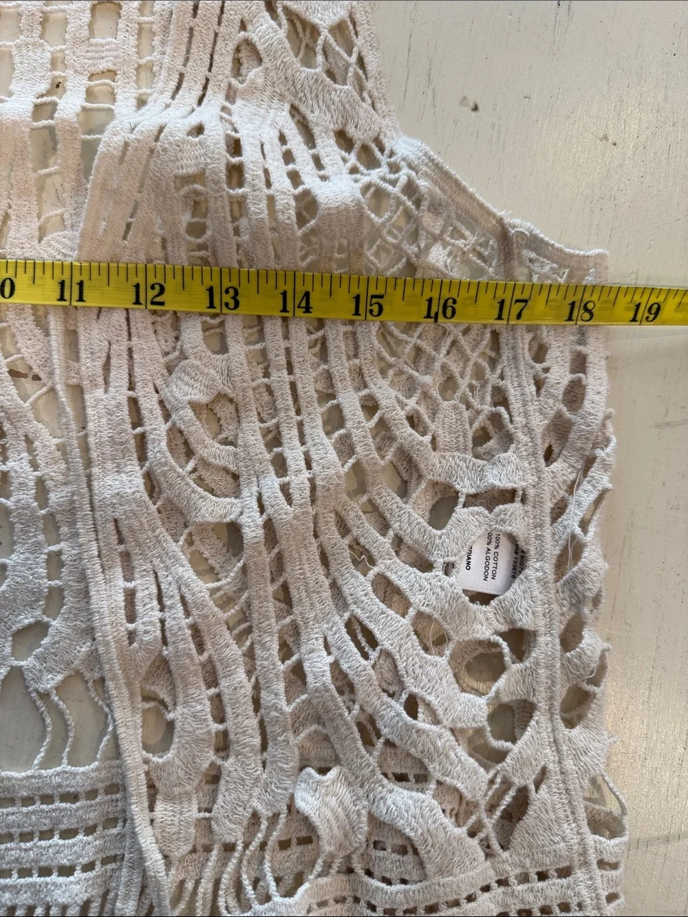 Boho Festival Crochet Vest Cream Fringe Tie Front Love Tree Medium-NWOT - Picture 8 of 12